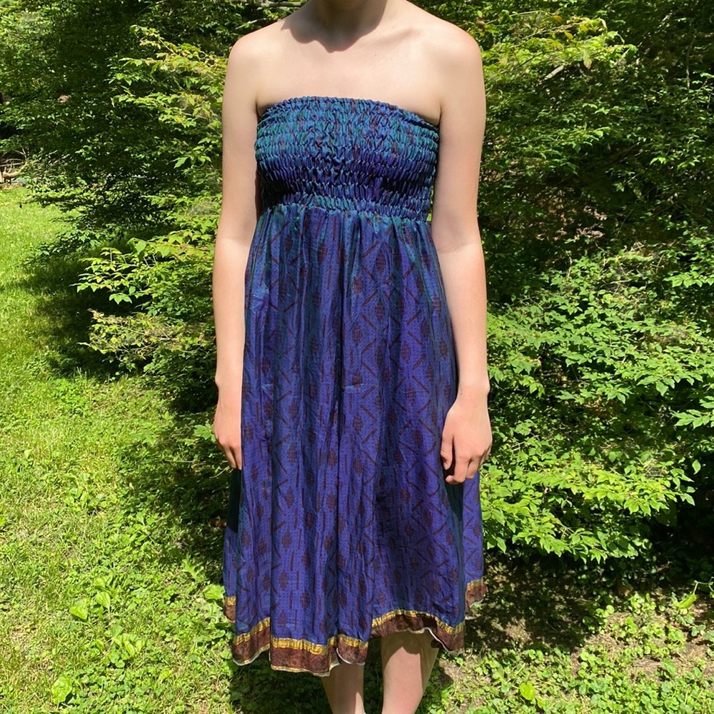 Guru Beautiful Silk Strapless Dress Size Small Medium
